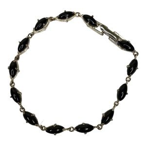 Monet Black Bead Silver Tone Bracelet